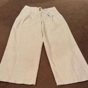 Zara Cream Wide-Leg crop Pants
